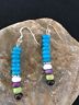 Navajo Sterling Silver Turquoise Sugilite Earrings | Blue Green | Native American