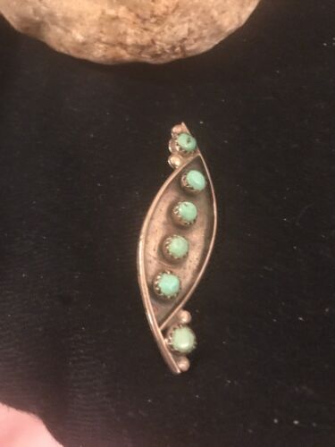 Native American Turquoise Cluster Pin | Navajo Sterling Silver | Old Pawn | Authentic Handmade | 8018