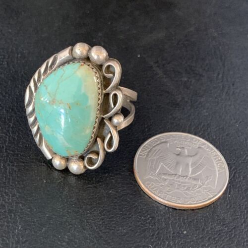 Men's Navajo Green Royston Turquoise Ring | Sterling Silver | Sz 12.5 | Authentic Native American Handmade | 13858
