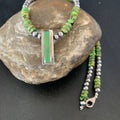 Navajo Green Gaspeite Turquoise Inlay Pendant | Sterling Silver | Authentic Native American Handmade | 13265