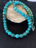 Navajo Blue Turquoise Graduated Necklace | Sterling Silver | Authentic Native American Handmade | 22" | 4826