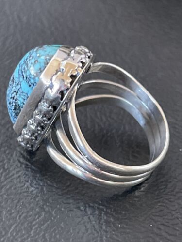 Navajo Blue Spiderweb Turquoise Ring | Sterling Silver | Sz 6 | Authentic Native American Handmade | 10304