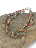 Native American Navajo Spiny Oyster Turquoise Beaded Bracelet | Sterling Silver | 1265