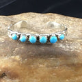Navajo Blue Kingman Turquoise Cuff Bracelet | Sterling Silver | Authentic Native American Handmade | 10187
