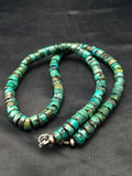 Southwestern Turquoise Heishi Bead Necklace | 12mm | 23" | Sterling Silver | 13929