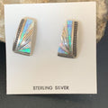 Navajo Blue White Opal Inlay Earrings | Sterling Silver | Authentic Native American Handmade | 12117