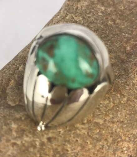 Native American Green Turquoise Ring | Sterling Silver | Sz 11 | 3439