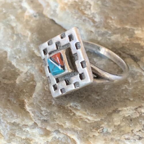 Navajo Blue Turquoise Spiny Oyster Inlay Ring | Sz 7 | Authentic Native American Handmade | 13170