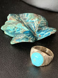 Southwestern Navajo Blue Kingman Turquoise Ring | Sterling Silver | Sz 9 | 14156