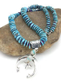 Navajo Boulder Turquoise Pendant with Sugilite Naja | Sterling Silver | 24" Necklace | Authentic Native American Handmade | 1350