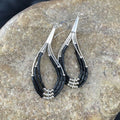 Handmade Liquid Sterling Silver Heishi Dangle Earrings | Black Onyx Tube | 2.25" | 2017