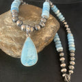 Navajo Men's Blue Larimar Pendant | 10mm | Sterling Silver | Natural Necklace | Authentic Native American | 14001