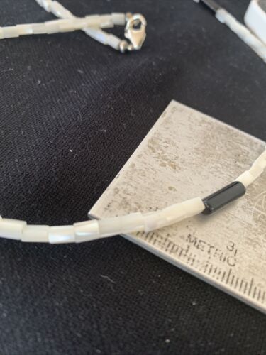 Men's Navajo Onyx & Mother of Pearl Heishi Bead Necklace | Sterling Silver | Authentic Native American Handmade | 20" | 01412