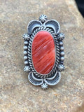 Native American Men's Spiny Oyster Ring | Navajo Sterling Silver | Sz 7.5 | 4287