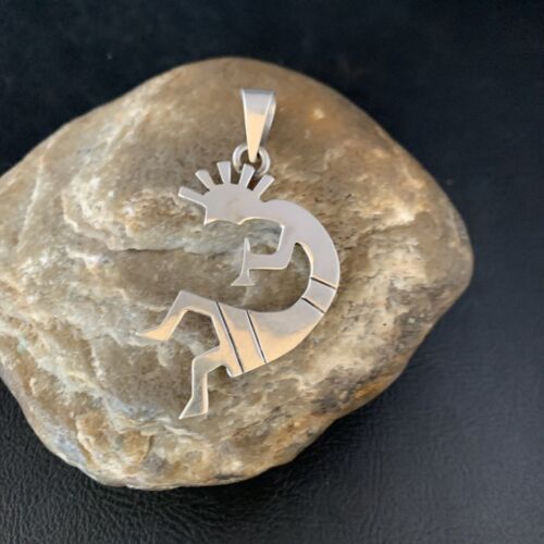 Navajo Kokopelli Pendant | Stamped Sterling Silver | 2.25" | Authentic Native American Handmade | 13682