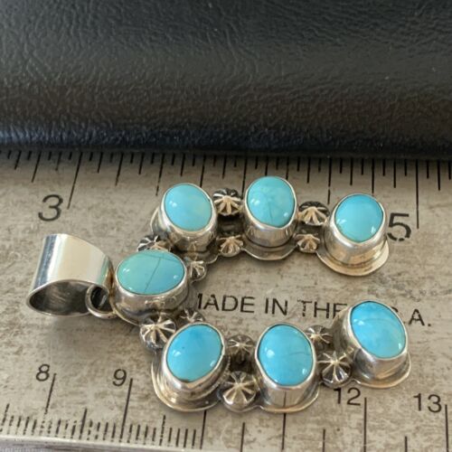 Navajo Blue Turquoise Cluster Naja Pendant | Sterling Silver | Authentic Native American Handmade | 2099