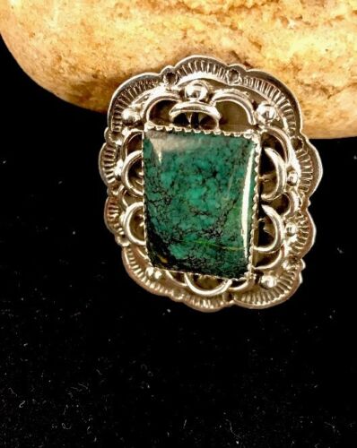 Navajo Spiderweb Turquoise Sterling Silver Men's Ring | Sz 11 Signed | Southwestern Native American | 3463