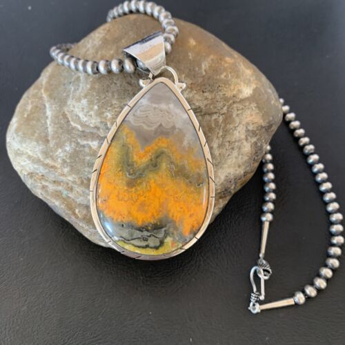 Navajo Pearls Sterling Silver Bumblebee Jasper Necklace Pendant | 21" | 10545