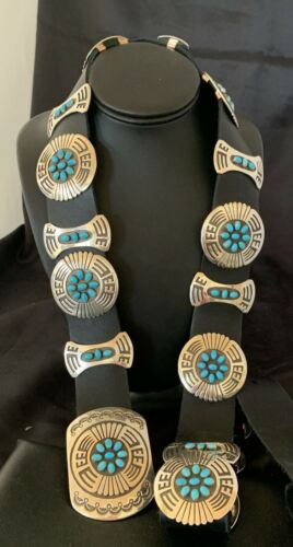 Men's Handmade Hopi Turquoise Concho Belt Buckle | Sterling Silver | 48" | 12292