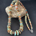 Navajo Turquoise & Red Spiny Oyster Necklace | Sterling Silver | Authentic Native American | 32" | 14379
