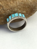 Navajo Blue Kingman Turquoise Inlay Ring | Sterling Silver | Sz 10 | Authentic Native American Handmade | 01594