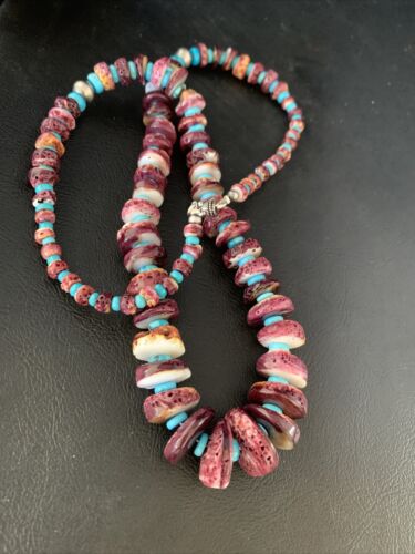 Navajo Purple Spiny Oyster Necklace | Sterling Silver | 24" | Authentic Native American Handmade | 13673