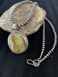 Navajo Green Gaspeite Pendant Necklace | Sterling Silver | Authentic Native American Handmade | 388