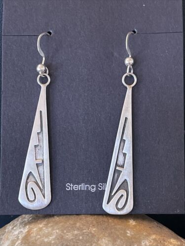 Native American Hopi Sterling Silver Dangle Earrings | Handmade | 01507