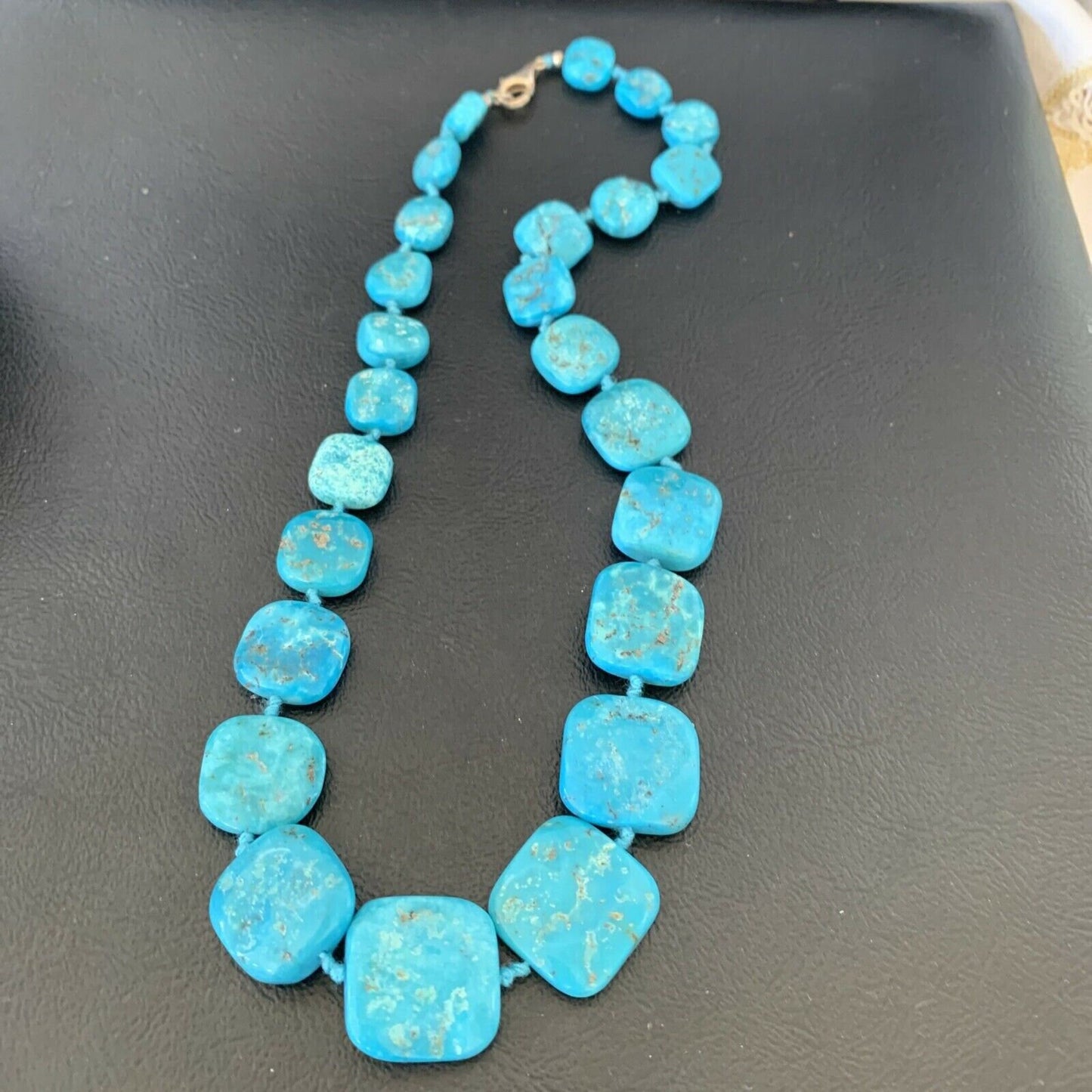 Ultra Rare Old Pawn Sleeping Beauty Turquoise Graduated Beads Necklace | Sterling Silver | 10411