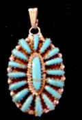 Navajo Sterling Silver Turquoise Cluster Pendant | Signed | 1.5" Multi-Stone | Southwestern | 3198