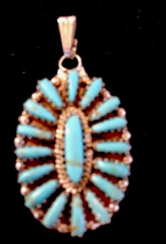 Navajo Sterling Silver Turquoise Cluster Pendant | Signed | 1.5" Multi-Stone | Southwestern | 3198