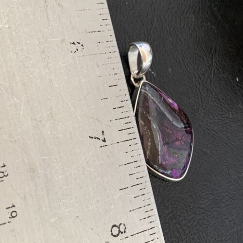 Navajo Purple Sugilite Pendant | Sterling Silver Pearls | 1.50" | Authentic Native American Handmade | 10928