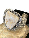 Native American Men's Wild Horse Turquoise Cuff Bracelet | Navajo Sterling Silver | 1417