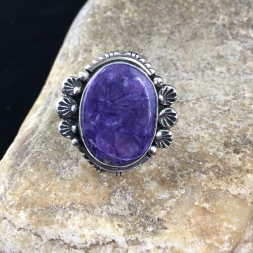 Native American Navajo Purple Charoite Ring | Sterling Silver | Sz 9 | 10109