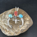 Navajo Sterling Silver Blue Turquoise Purple Spiny Oyster Naja Pendant | Authentic Native American Handmade | 14678