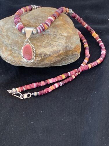 Spiny Oyster Purple Pendant Necklace | Sterling Silver | 22" | Authentic Native American Handmade | 2844