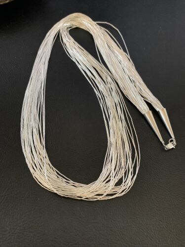 Southwestern Liquid Silver Heishi Necklace | 30 Strands | Sterling Silver Tubes | 26" | 02215