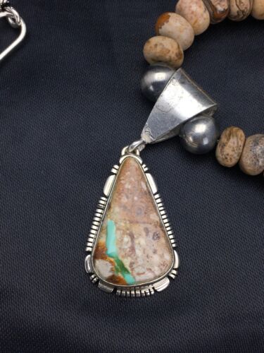 Navajo Green Turquoise Necklace | Sterling Silver | Authentic Native American Handmade | 2612