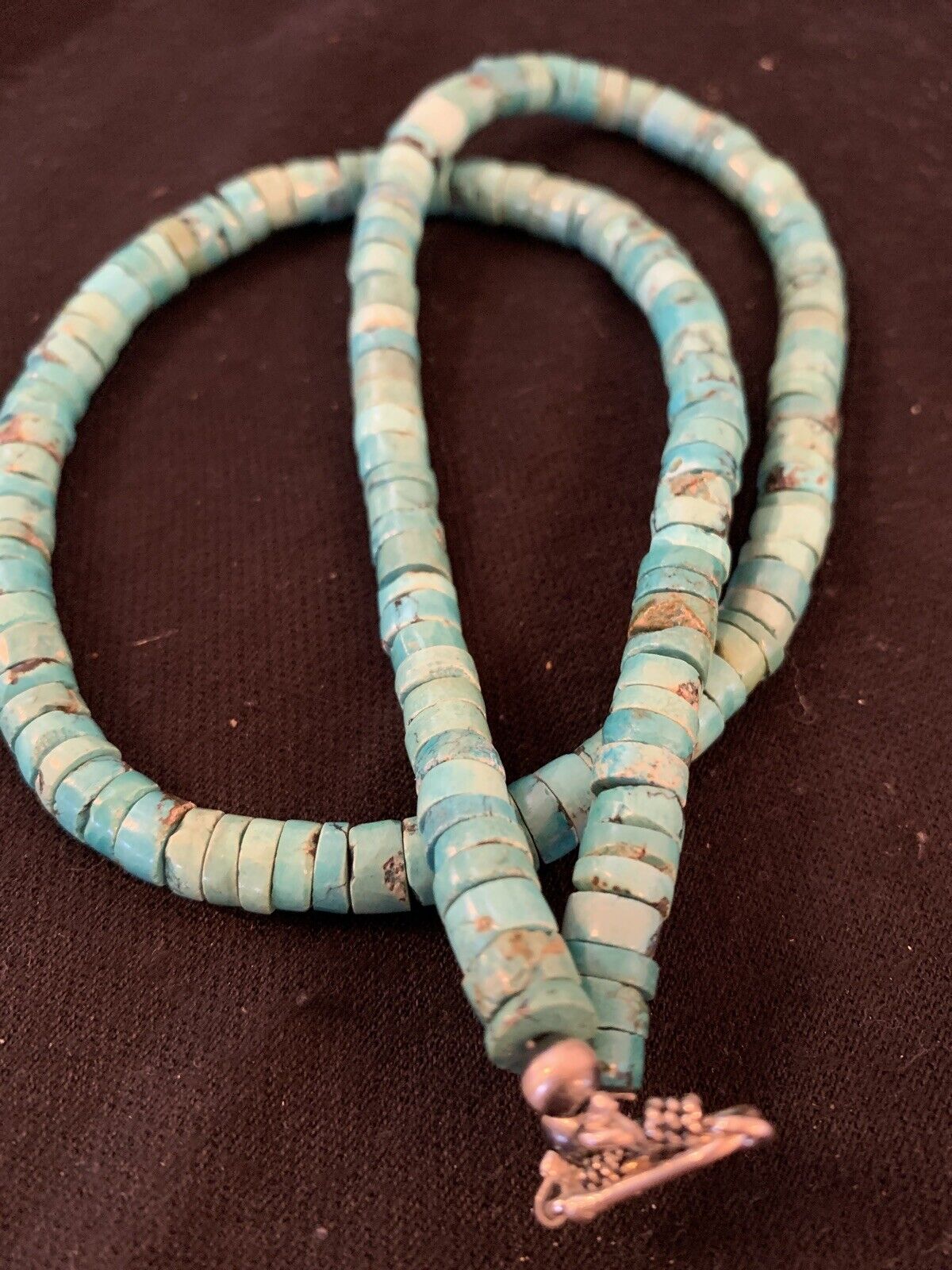 Navajo Turquoise Heishi Bead Necklace | 24" | Sterling Silver | Authentic Native American