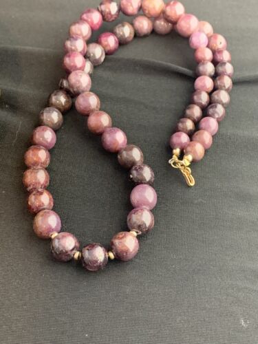Native American Handmade Gold Filled Ruby Bead Necklace | Natural | 20" | 00186