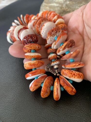Navajo Spiny Oyster Turquoise Necklace | Sterling Silver | Graduated 22" | Authentic Native American | 10643 - Masha USA