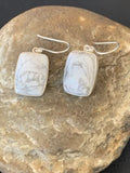 Navajo Sterling Silver White Howlite Black Dangle Rectangle Earrings | 0.75" | 12070