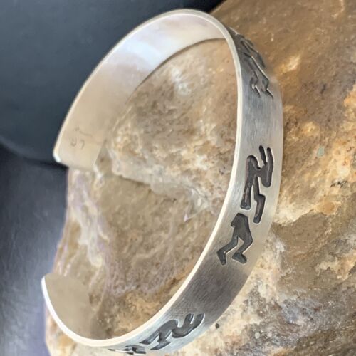 Navajo Kokopelli Stamped Cuff Bracelet | Sterling Silver | Authentic Native American Handmade | 12826
