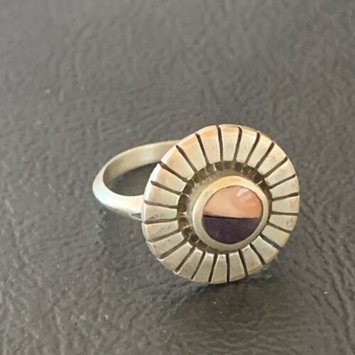 Navajo Purple Sugilite Pink Coral Inlay Ring | Sz 5.5 | Authentic Native American Handmade | 11173