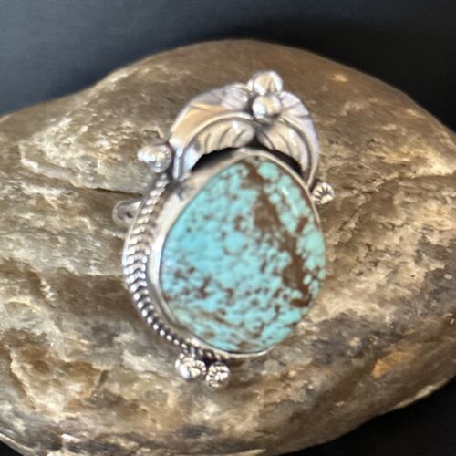 Navajo Blue Turquoise #8 Rings | Sterling Silver | Sz 9 | Authentic Native American Handmade | 14284
