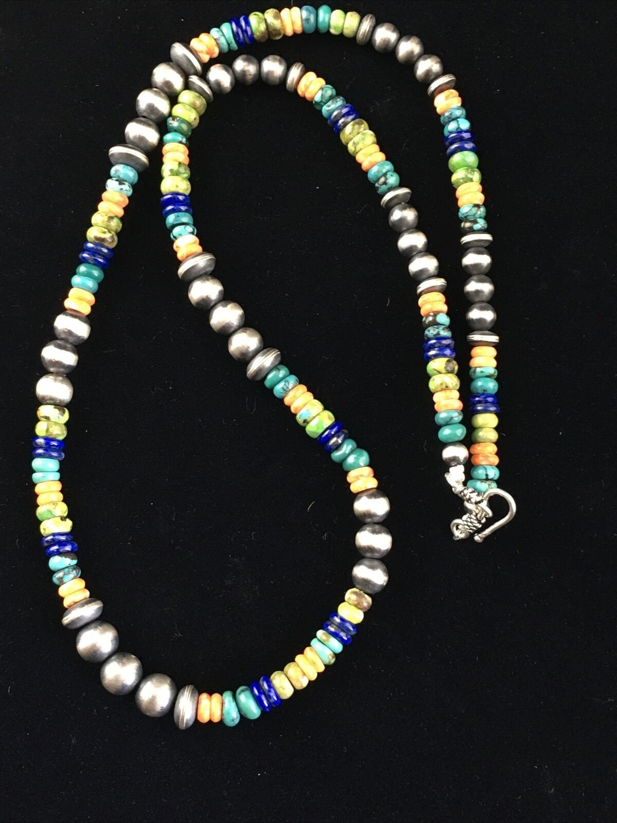 Native American Multi-Color Turquoise Necklace & Bracelet Set | Sterling Silver | 22" | Navajo Handmade | 10039 - Masha USA