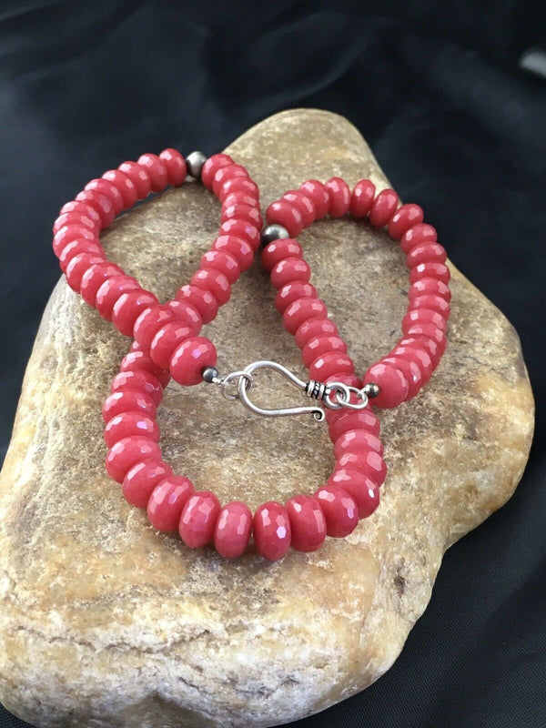 Navajo Graduated Red Jasper Necklace | Sterling Silver | Authentic Native American | 18" | 10249