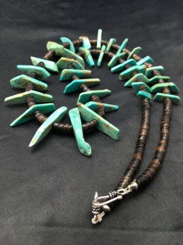 Navajo Green Turquoise & Bone Bead Necklace | Sterling Silver | 20" | Authentic Native American Handmade | 4360