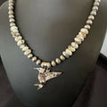 Navajo Hummingbird Inlay Necklace Pendant | Sterling Silver | Wild Horse Turquoise Inlay | 11345
