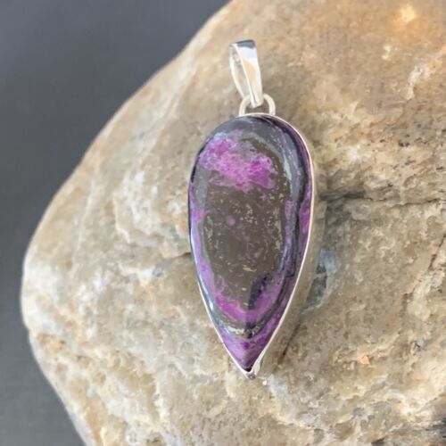 Navajo Purple Sugilite Pendant | Sterling Silver Pearls | 1.50" | Authentic Native American Handmade | 10932